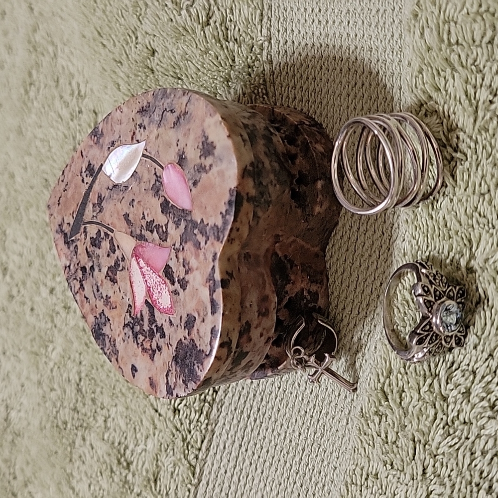Jewelry Box With Two Ring & One Ear ring